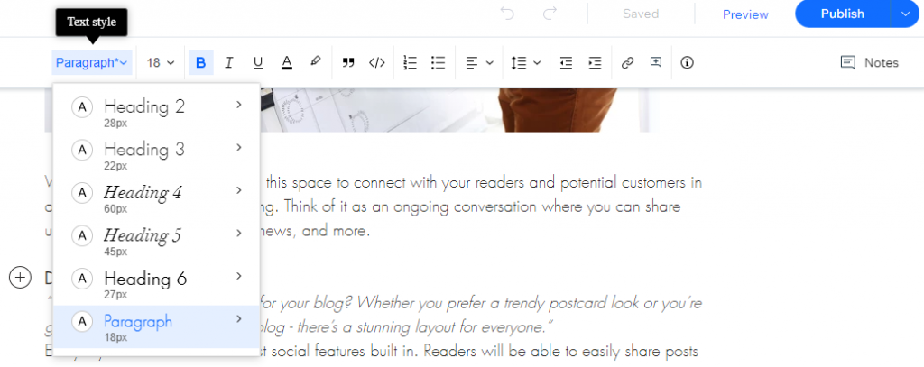 wix Blogpost-Editor